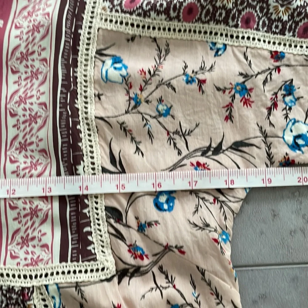 Sundance Everyday Dream Dress pink brown cream boho floral crochet loose size S - Picture 13 of 16